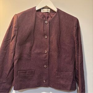 Vintage Evan Picone Plum Wool Blazer Women’s Size M Button